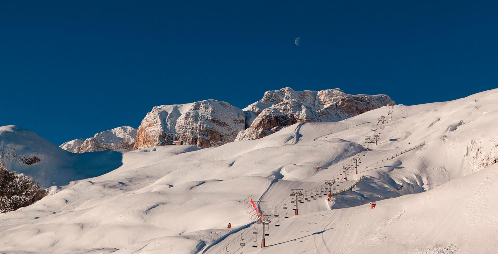 White ski slope in winter in Alta Badia